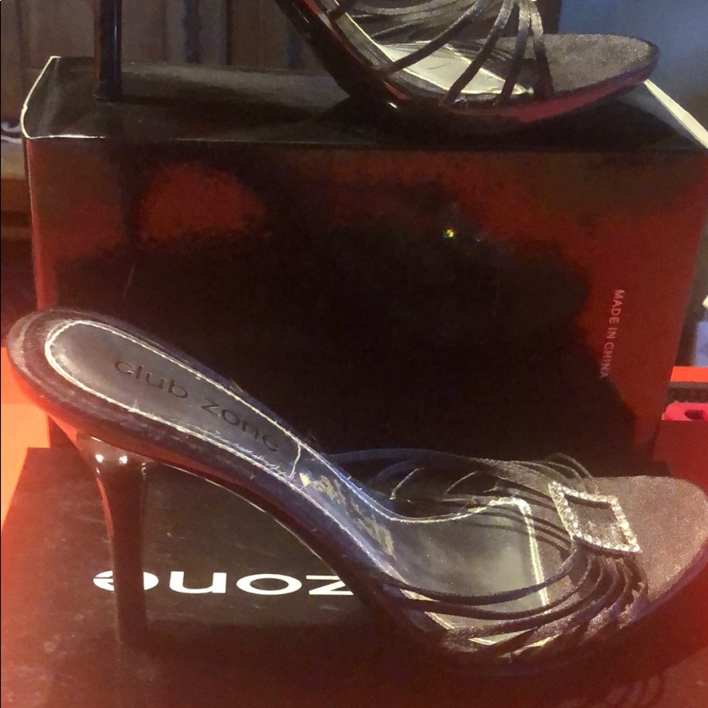 Brand new Club Zone black  heels with rhinestones